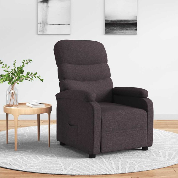 Reclining chair, dark brown, fabric