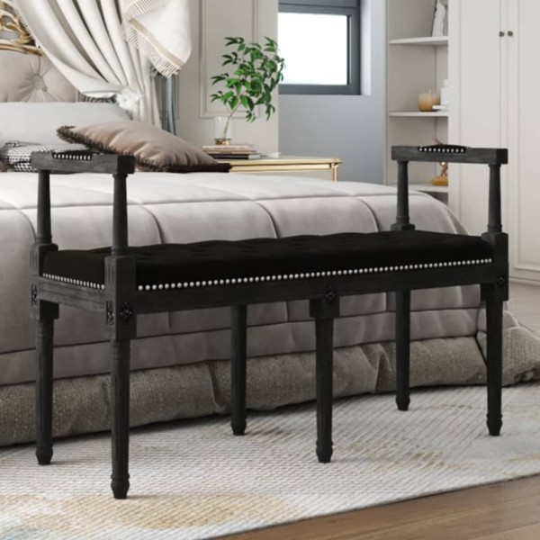 Bench, black, 110x40x70cm, velvet
