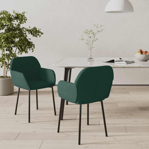 Dining room chairs, 2 pcs., dark green, velvet