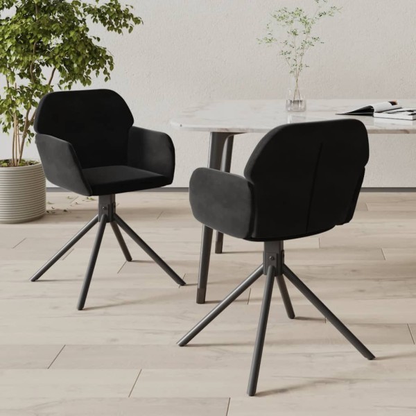 Swivel dining chairs, 2 pcs., black, velvet