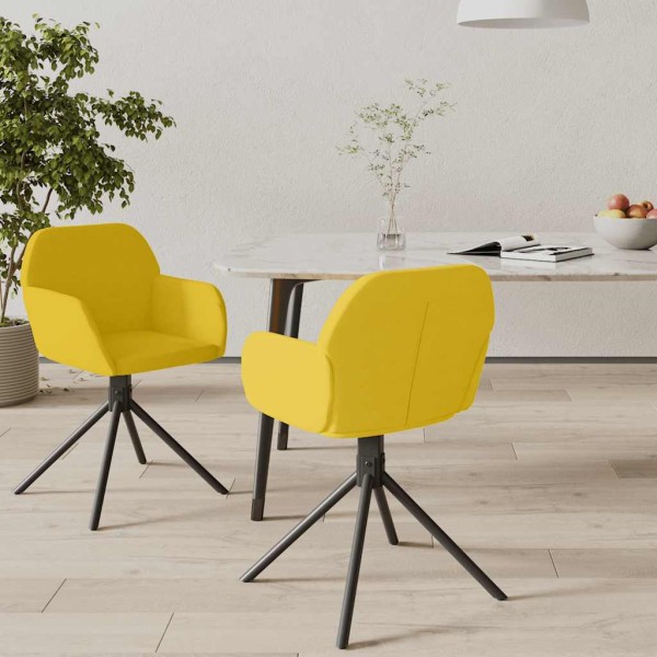 Swivel dining chairs, 2 pcs., yellow, velvet