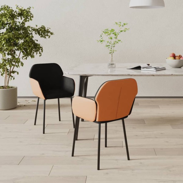 Dining room chairs, 2 pcs., black, fabric and artificial leather