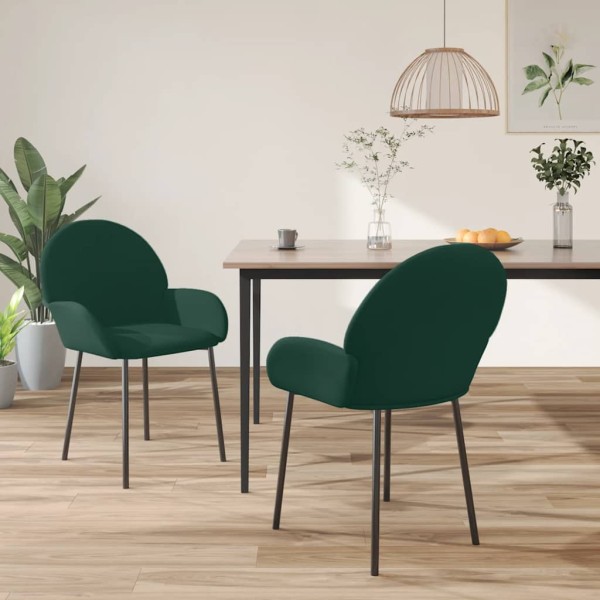 Dining room chairs, 2 pcs., dark green, velvet