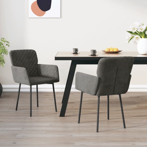 Dining room chairs, 2 pcs., dark gray, velvet