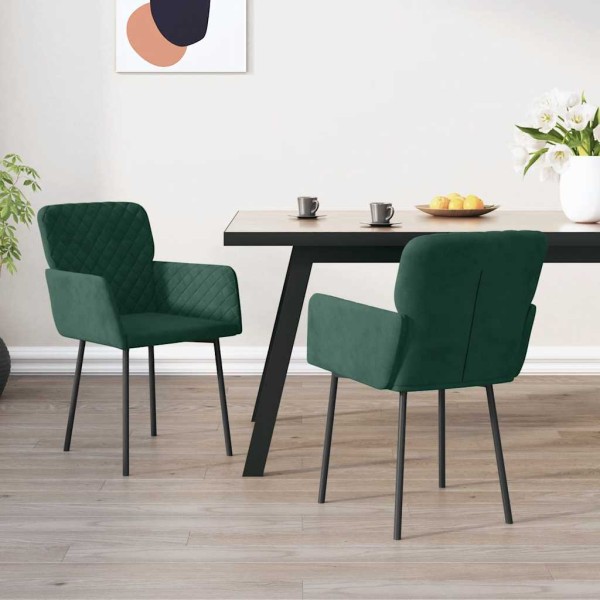 Dining room chairs, 2 pcs., dark green, velvet
