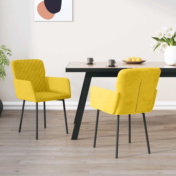Dining room chairs, 2 pcs., yellow, velvet