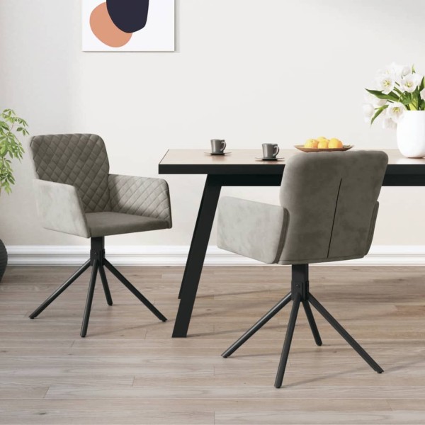 Swivel dining chairs, 2 pcs., light gray, velvet