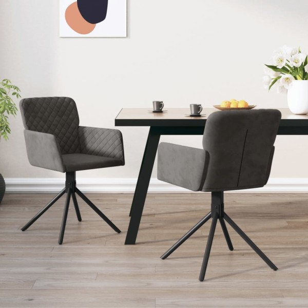 Swivel dining chairs, 2 pcs., dark gray, velvet