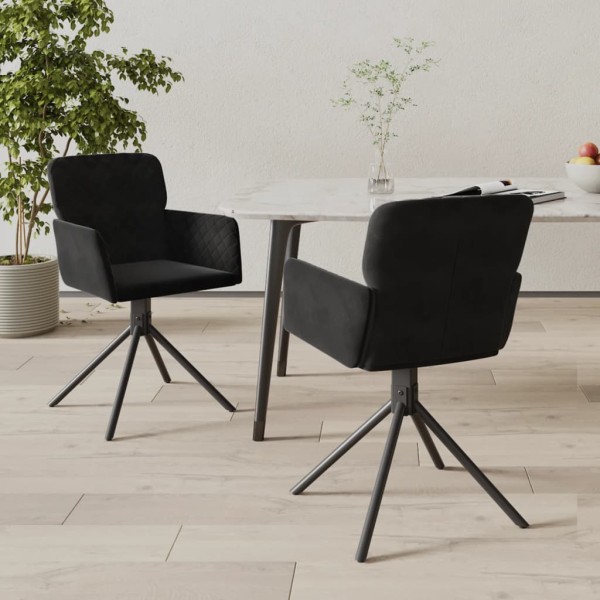 Swivel dining chairs, 2 pcs., black, velvet