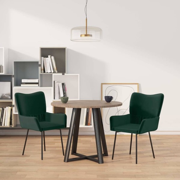Dining room chairs, 2 pcs., dark green, velvet