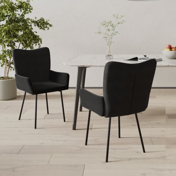 Dining room chairs, 2 pcs., black, velvet