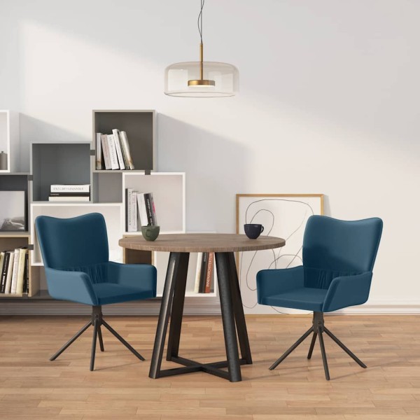 Swivel dining chairs, 2 pcs., blue, velvet