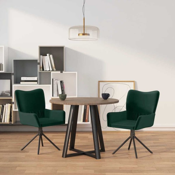 Swivel dining chairs, 2 pcs., dark green, velvet