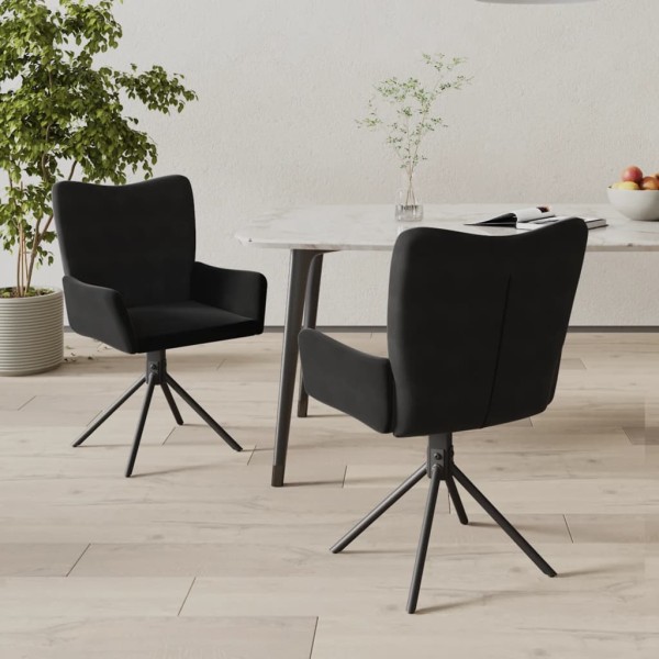 Swivel dining chairs, 2 pcs., black, velvet