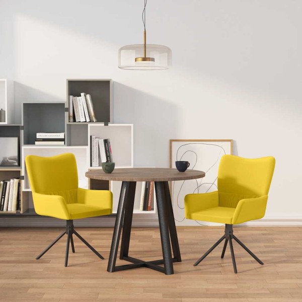 Swivel dining chairs, 2 pcs., yellow, velvet