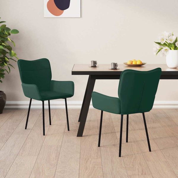Dining room chairs, 2 pcs., dark green, velvet
