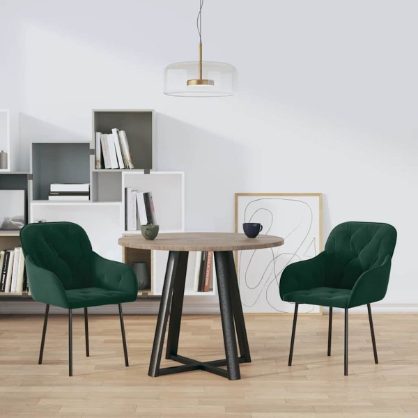 Dining room chairs, 2 pcs., dark green, velvet