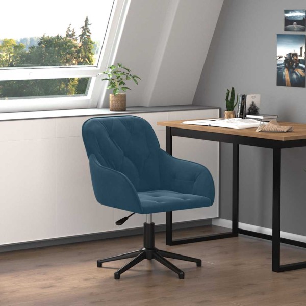 Swivel office chair, blue, velvet