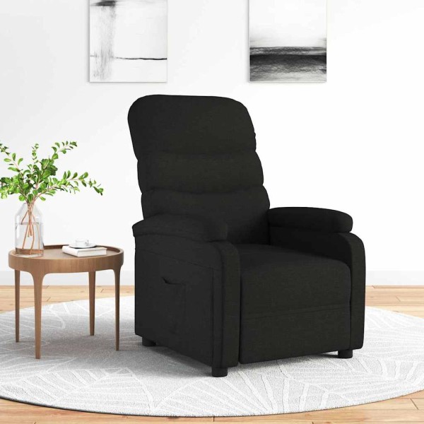Reclining chair, black, fabric