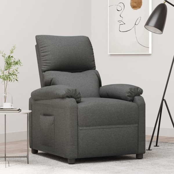 Reclining chair, dark gray, fabric