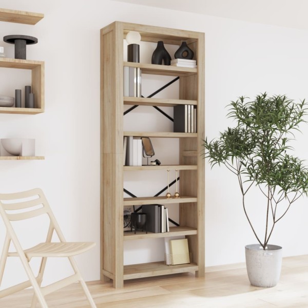 Bookcase, 7 shelves, 80x30x200cm, solid acacia