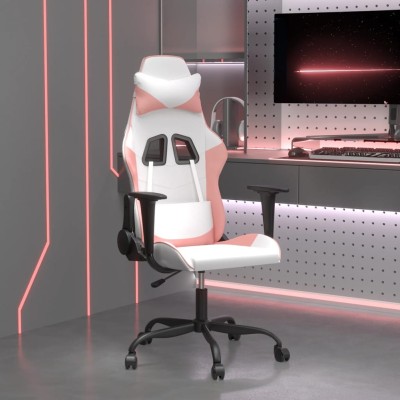 Massage gaming chair, white...