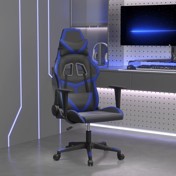 Massage gaming chair, black and blue, artificial leather