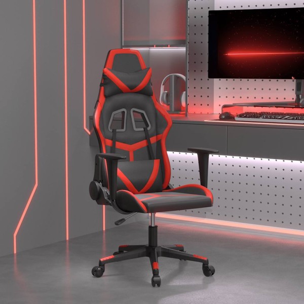 Massage gaming chair, black and red, artificial leather