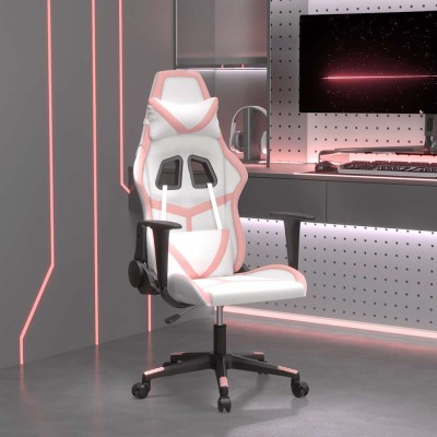 Massage gaming chair, white...