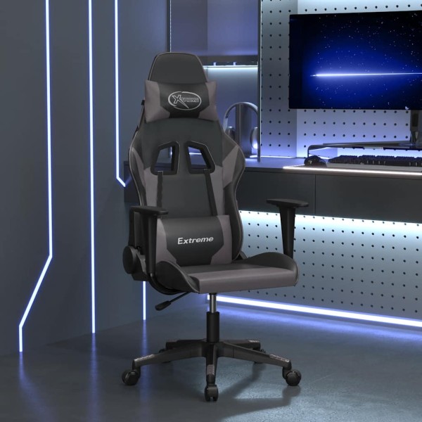 Massage gaming chair, black and gray, artificial leather