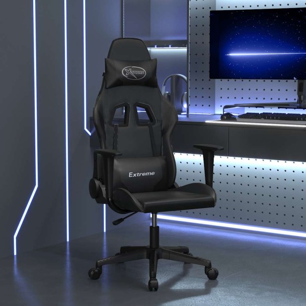 Massage gaming chair, black color, artificial leather