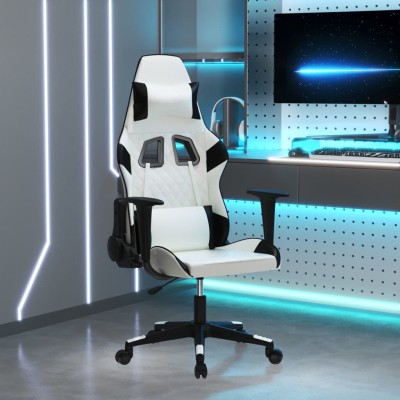 Massage gaming chair, white...