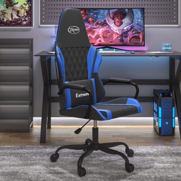 Massage gaming chair, black and blue, artificial leather