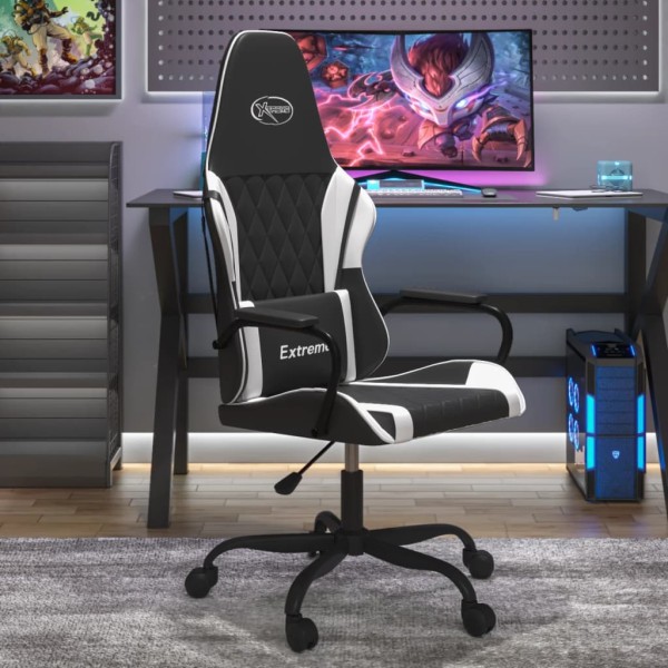 Massage gaming chair, black and white, artificial leather