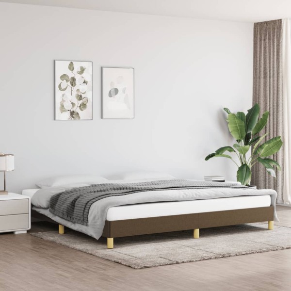 Bed frame without mattress, dark brown, 200x200cm, fabric