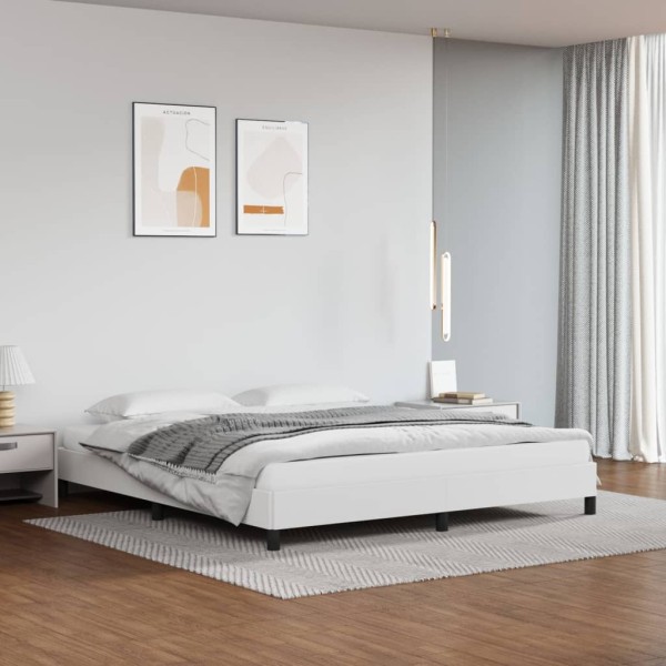 Bed frame, white, 160x200cm, artificial leather