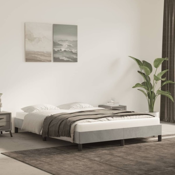 Bed frame without mattress, light gray, 140x190cm, velvet