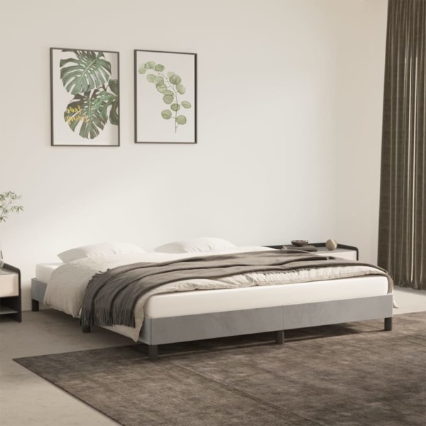 Bed frame without mattress, light gray, 160x200cm, velvet