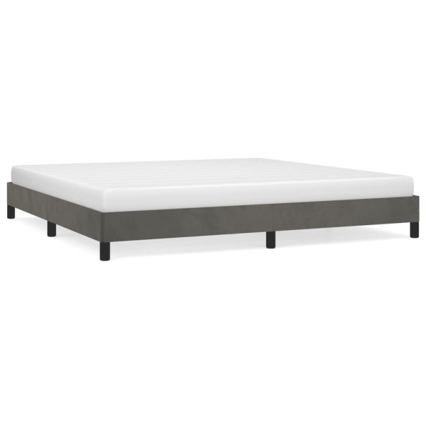 Bed frame without mattress, dark gray, 200x200cm, velvet