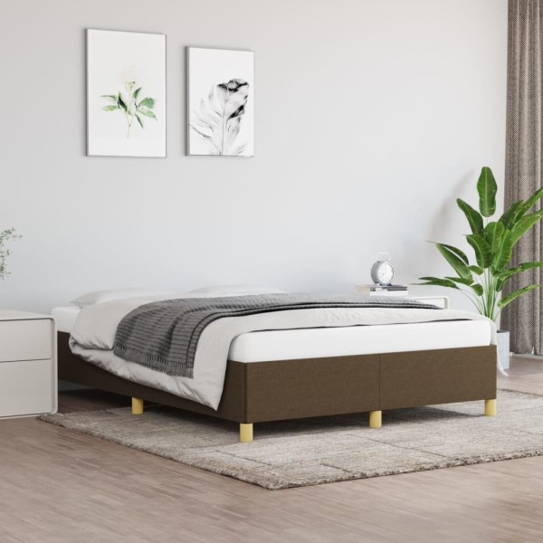 Bed frame without mattress, dark brown, 140x190cm, fabric