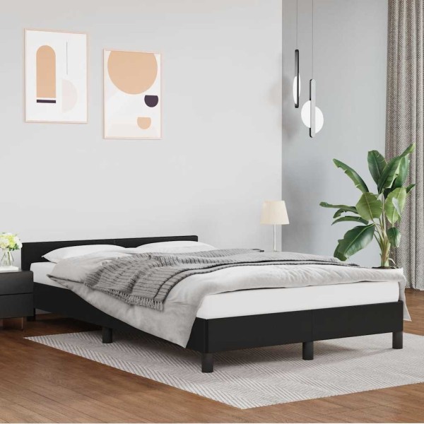 Bed frame with headboard without mattress, black, 120x200cm
