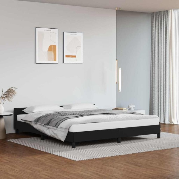 Bed frame with headboard without mattress, black, 160x200cm