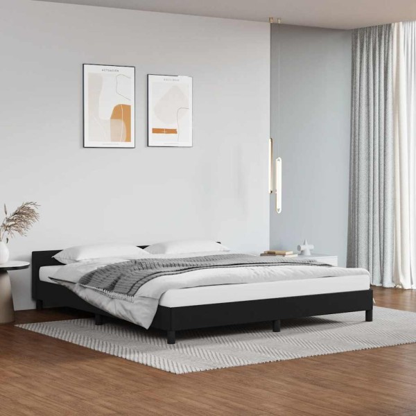Bed frame with headboard without mattress, black, 180x200cm