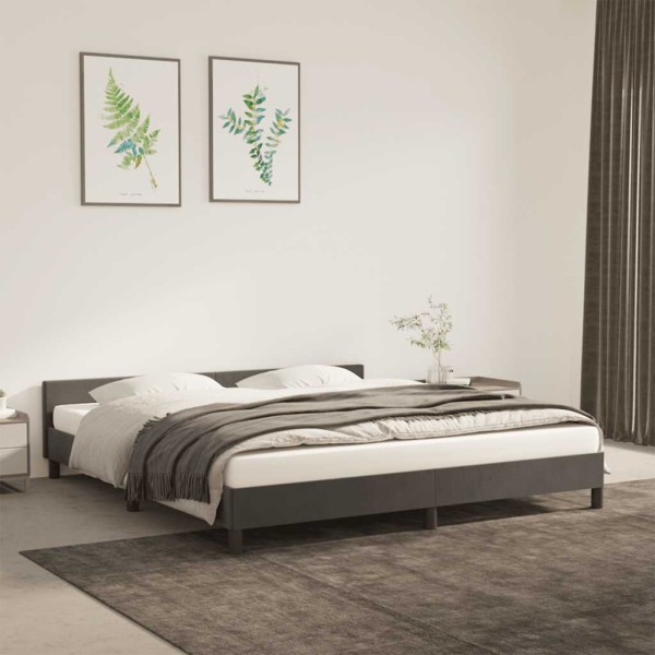 Bed frame without mattress, dark gray, 160x200cm, velvet