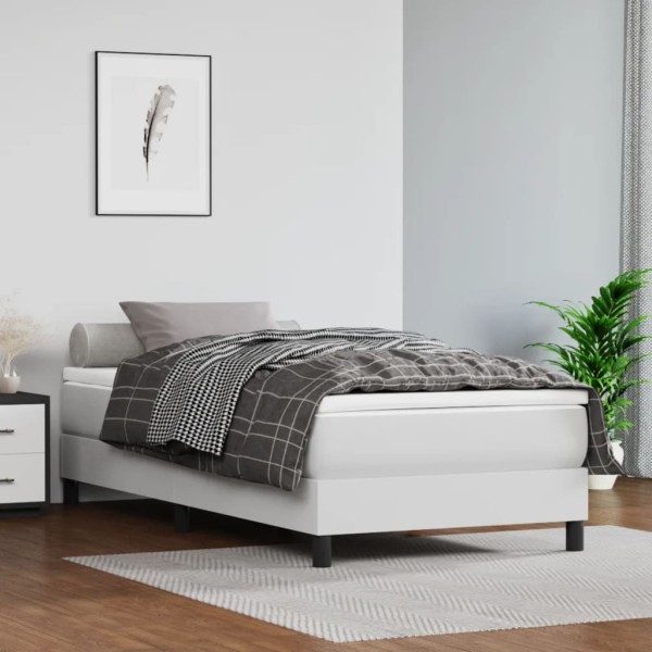 Pocket spring mattress, medium hardness, white, 80x200x20cm, artificial leather