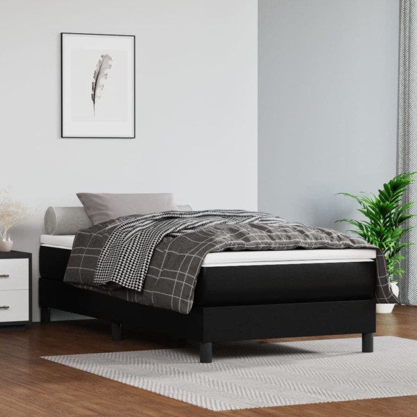 Pocket spring mattress, medium firmness, black, 90x200x20 cm, artificial leather