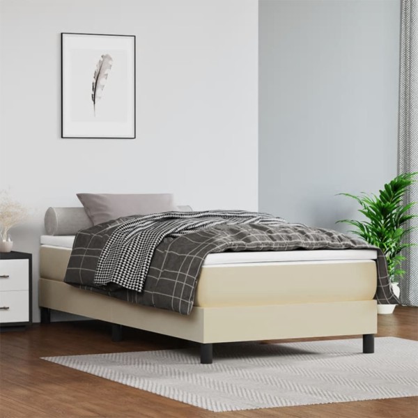 Pocket spring mattress, medium firmness, cream, 90x200x20 cm, artificial leather
