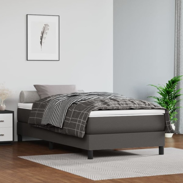 Pocket spring mattress, medium hardness, gray, 90x200x20 cm, artificial leather