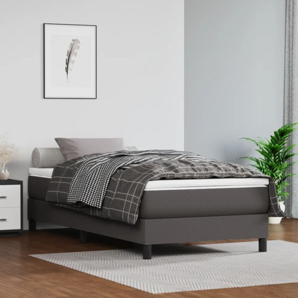 Pocket spring mattress, medium firmness, gray, 100x200x20 cm, artificial leather