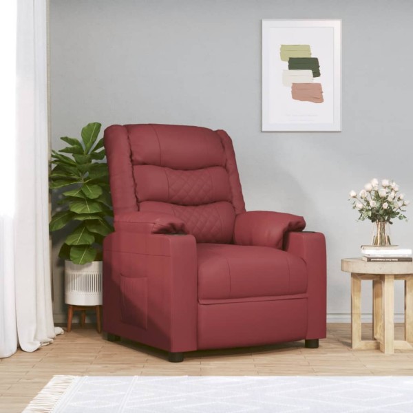 Reclining chair, red wine color, artificial leather